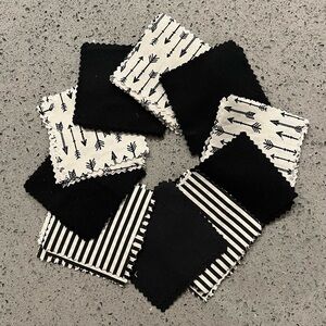Mini Charm Squares - 71 (2.5” x 2.5”) Mini Charm Square Pack in Black and White
